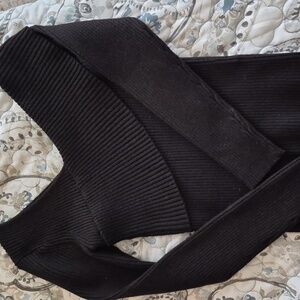 Greylin Black Chic V Neck Chris-Cross Knit Sweater